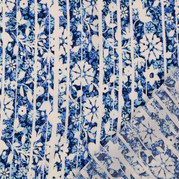 Viskose Crepe - blau-weiß